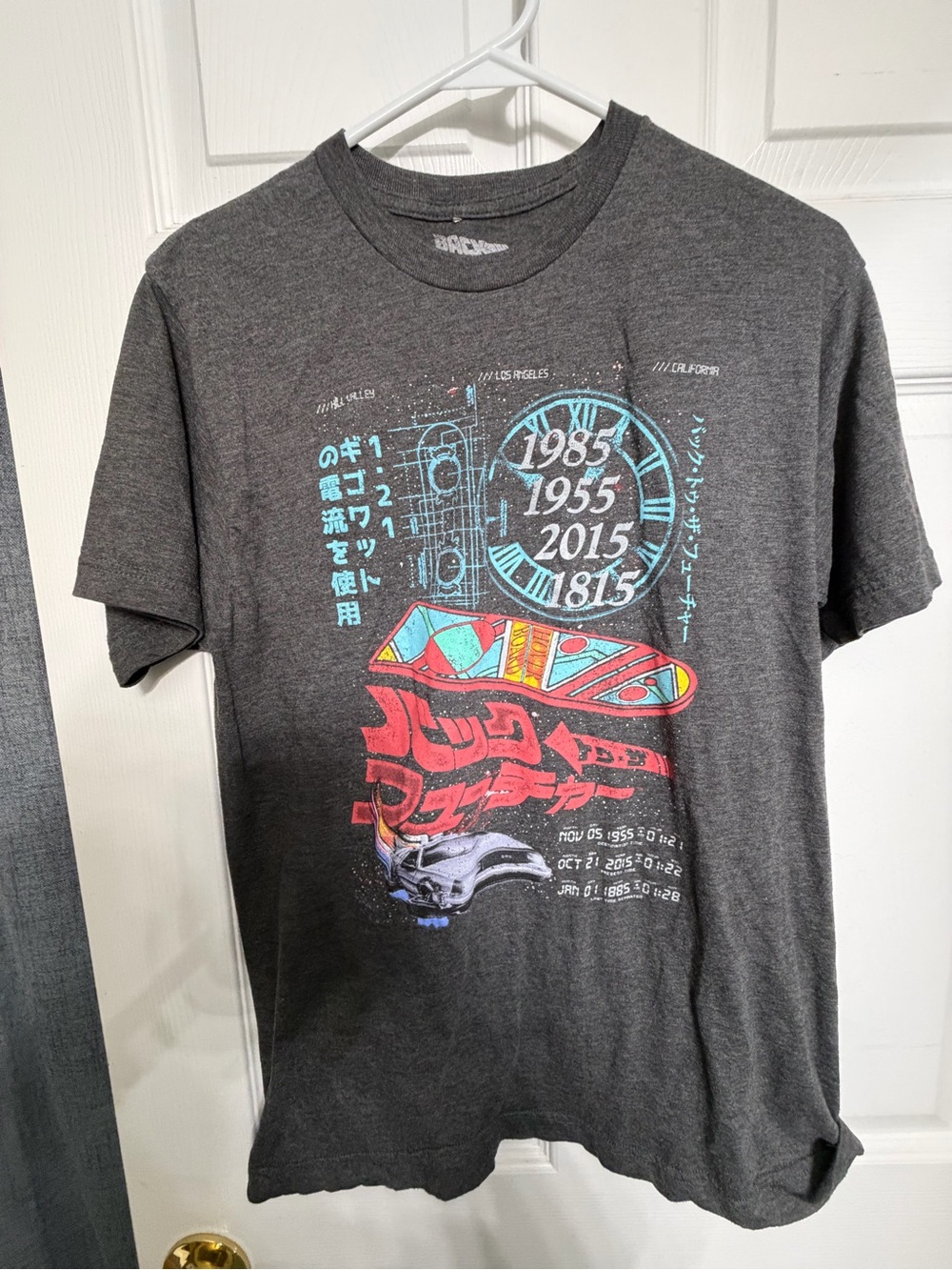 MAD Engine Charcoal Graphic Tee with Red and Aqua Accents